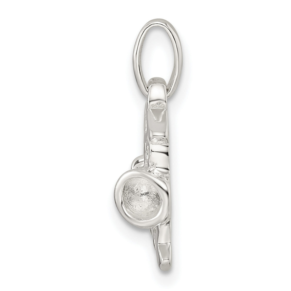 Sterling Silver Cheer Megaphone Pendant with I Heart to Cheer Design for Women and Girls