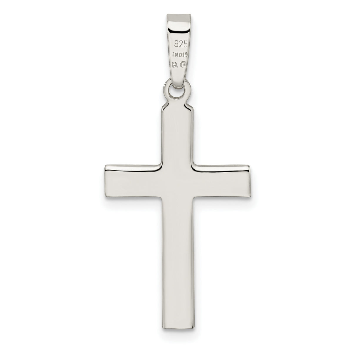 Sterling Silver Latin Cross Pendant with Satin Etched Finish, Polished Modern Unisex Faith Design