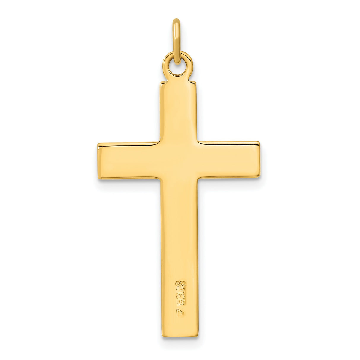 Sterling Silver Cross Pendant with Polished Satin Finish, Gold Plated, Minimalist Religious Design