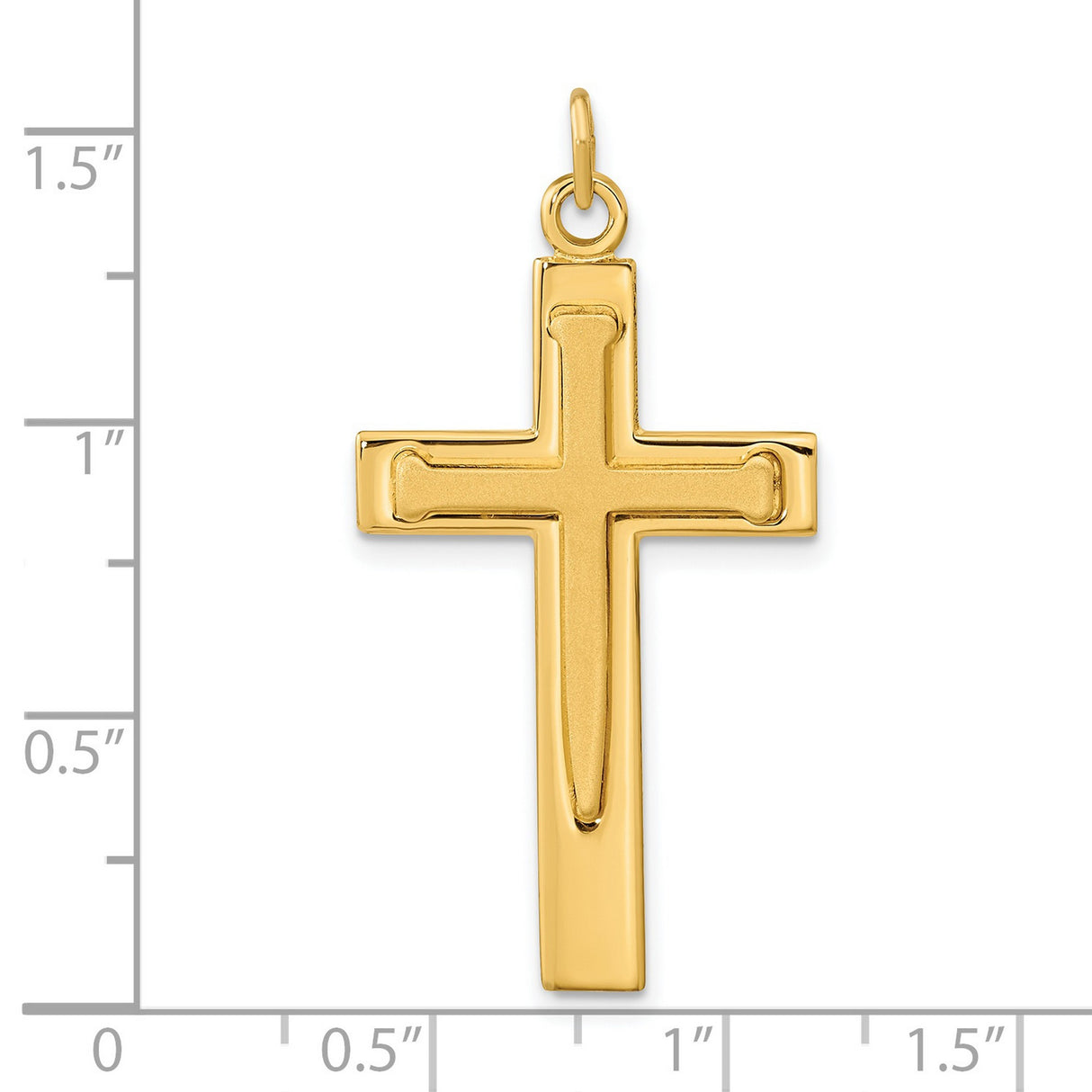 Sterling Silver Cross Pendant with Polished Satin Finish, Gold Plated, Minimalist Religious Design
