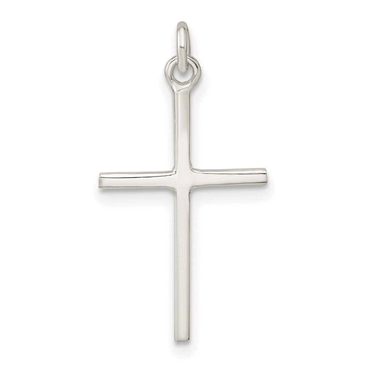 Sterling Silver Cross Pendant with Polished Finish, Minimalist Faith Design for Men and Women