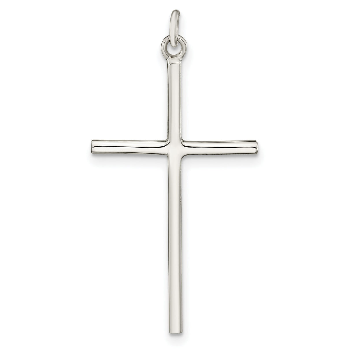 Sterling Silver Cross Pendant, Sleek Modern Religious Charm for Men and Women