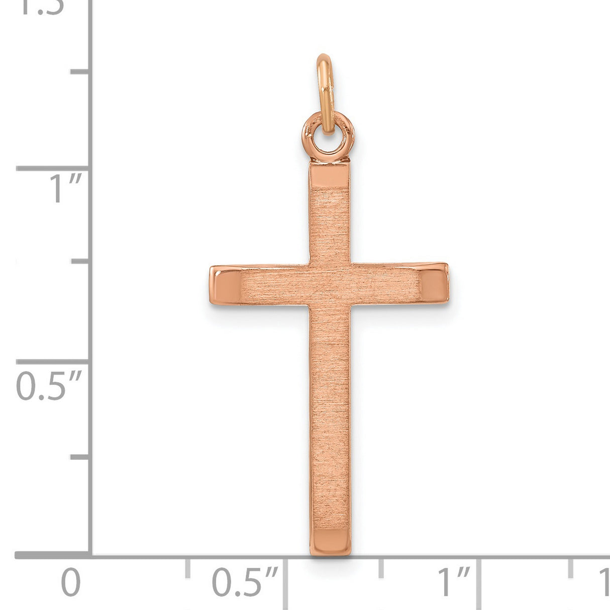 Sterling Silver Cross Pendant with Brushed and Polished Finish, Rose Gold Tone, Unisex Spiritual Charm