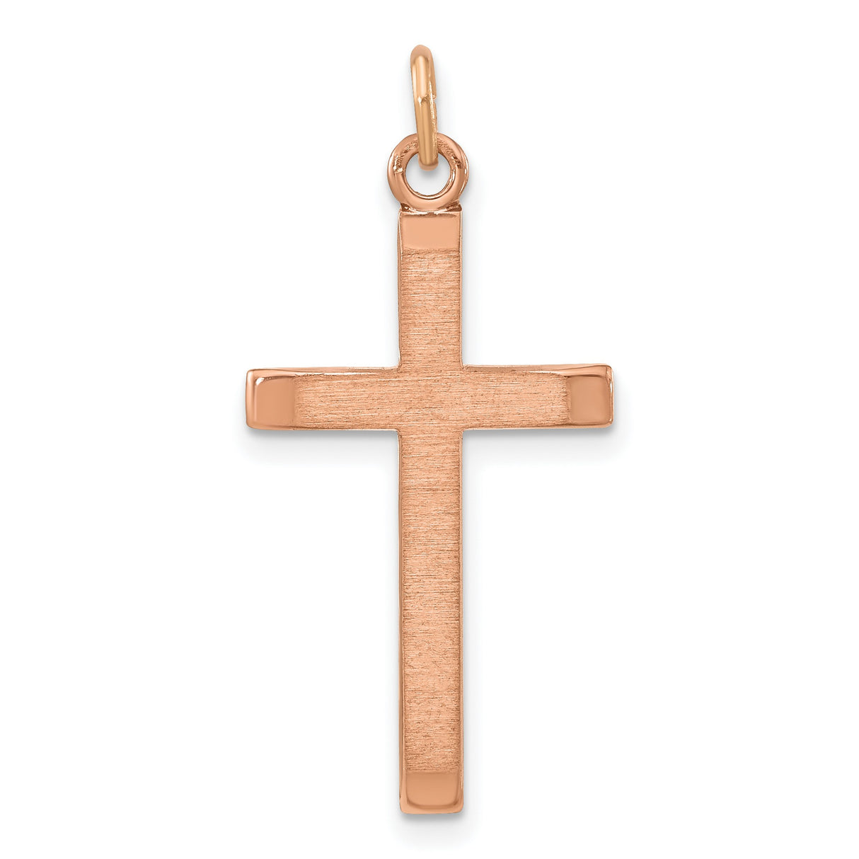 Sterling Silver Cross Pendant with Brushed and Polished Finish, Rose Gold Tone, Unisex Spiritual Charm