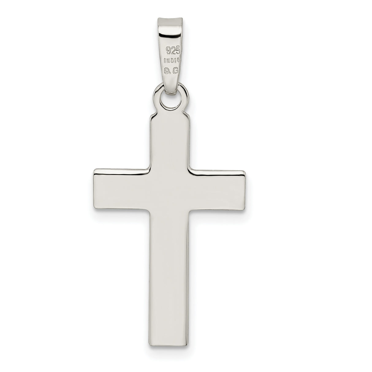 Sterling Silver Latin Cross Pendant with Rope Detailing and Mirror Finish