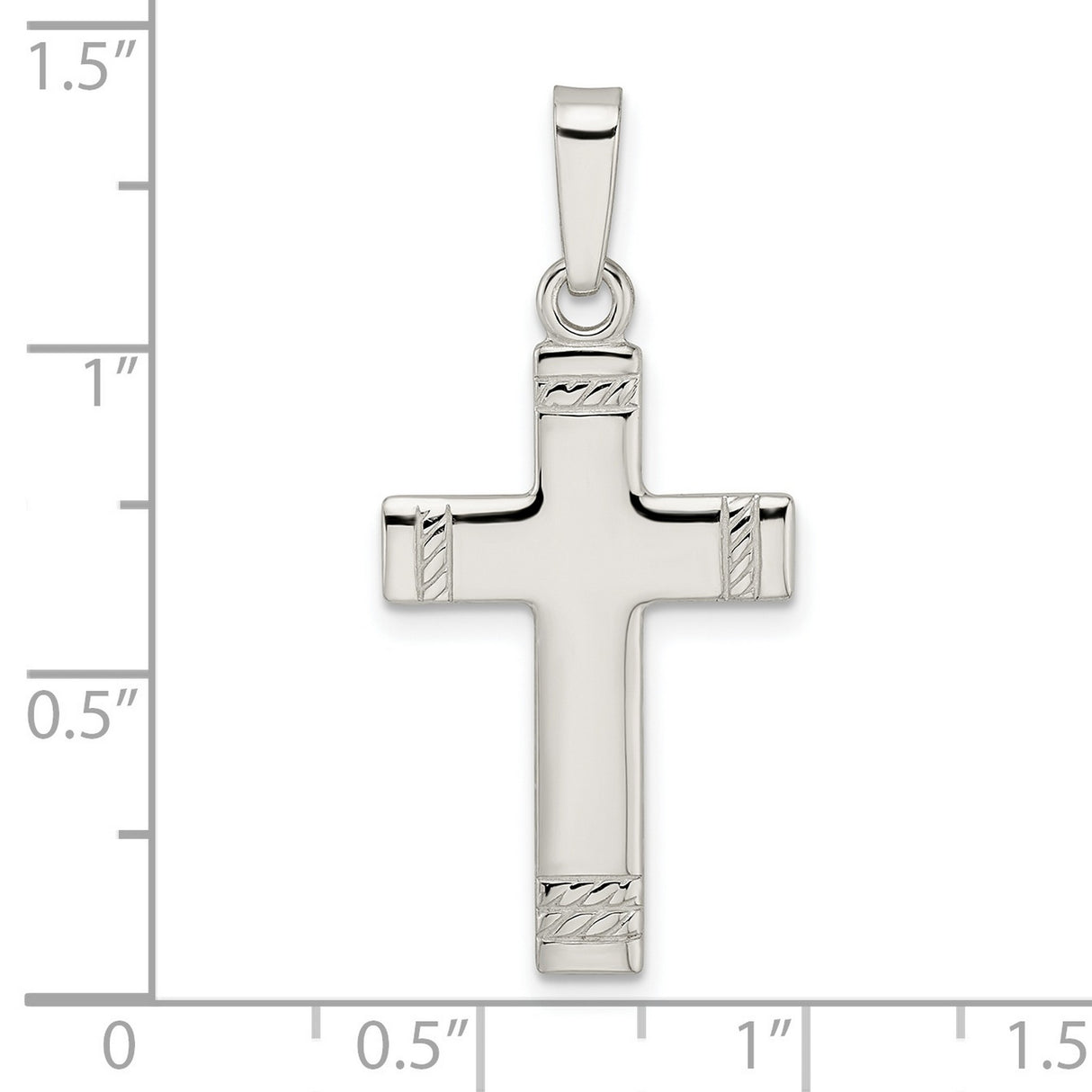 Sterling Silver Latin Cross Pendant with Rope Detailing and Mirror Finish