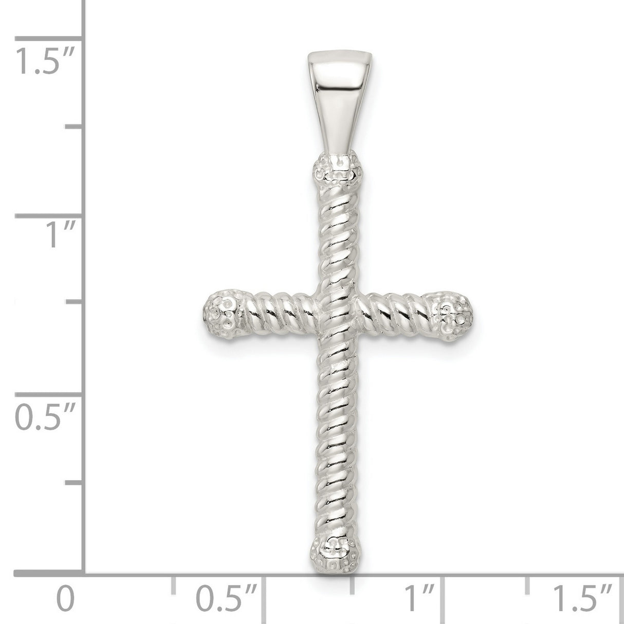 Sterling Silver Twisted Rope Cross Pendant with Textured Hollow Latin Design