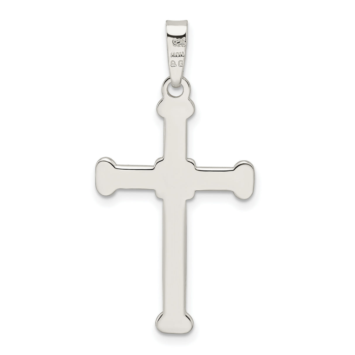 Sterling Silver Cross Pendant with Mirror Finish, Minimalist Geometric Design for Men and Women