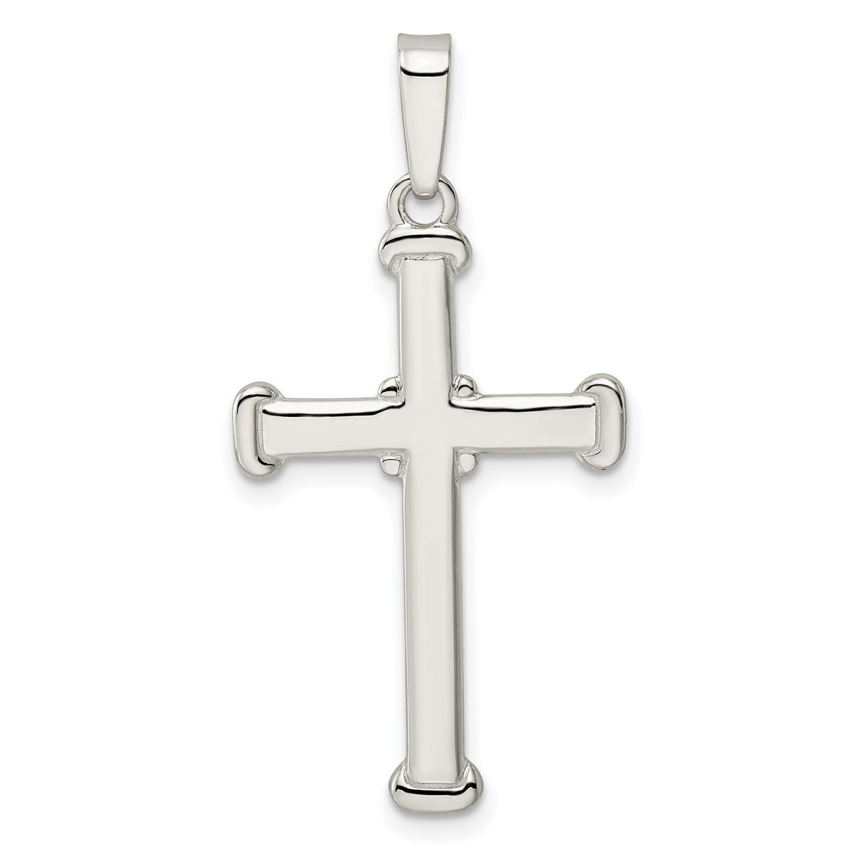 Sterling Silver Cross Pendant with Mirror Finish, Minimalist Geometric Design for Men and Women