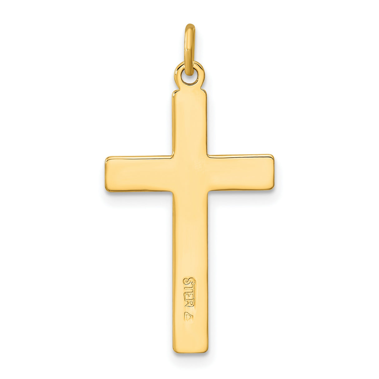 Sterling Silver Cross Pendant with Yellow Gold Plating, Satin Finish, and Diamond Cut Details