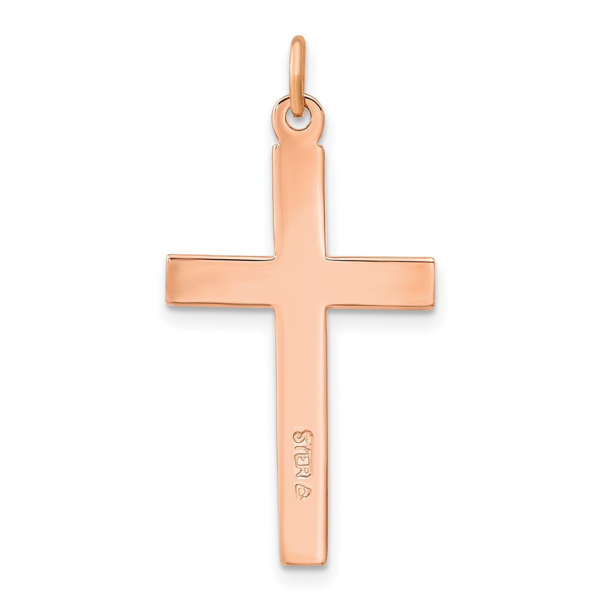 Sterling Silver Cross Pendant with Brushed and Polished Finish, Rose Gold Accents, Modern Religious Design