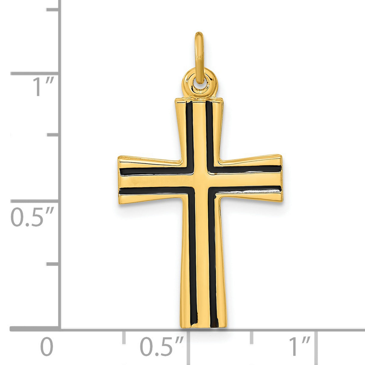 Sterling Silver Cross Pendant with Black Enamel and Gold Bail, Modern Design