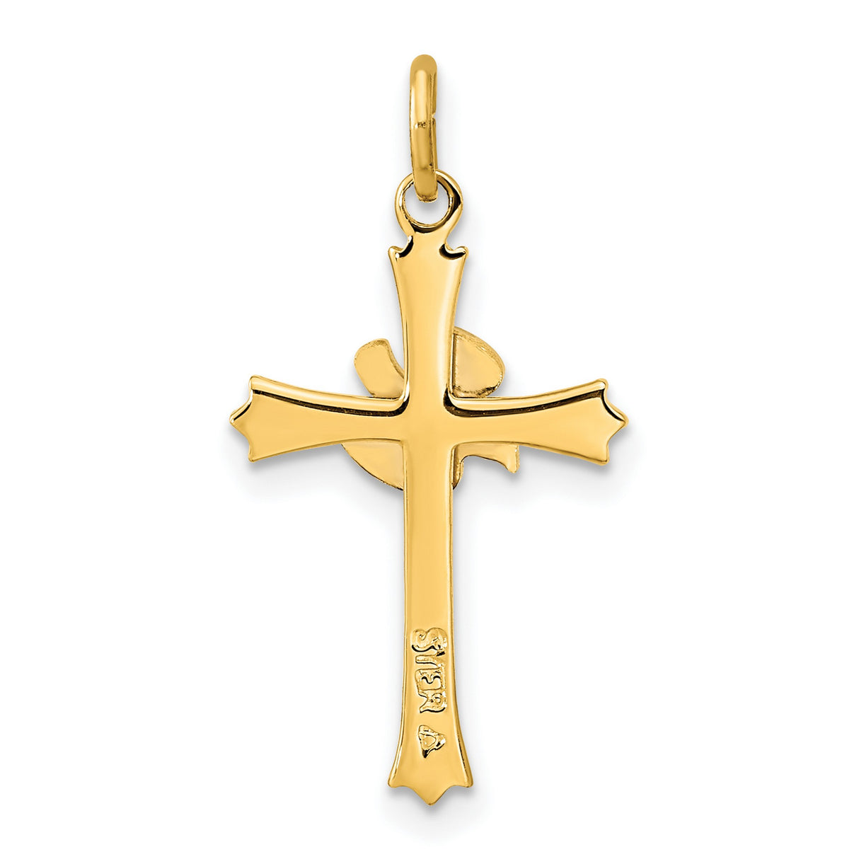 Sterling Silver Cross Pendant with Dove Symbol, Two-Tone Religious Design for Men and Women