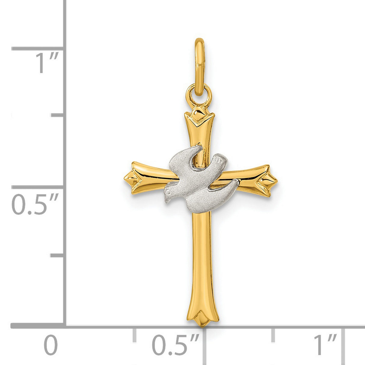 Sterling Silver Cross Pendant with Dove Symbol, Two-Tone Religious Design for Men and Women