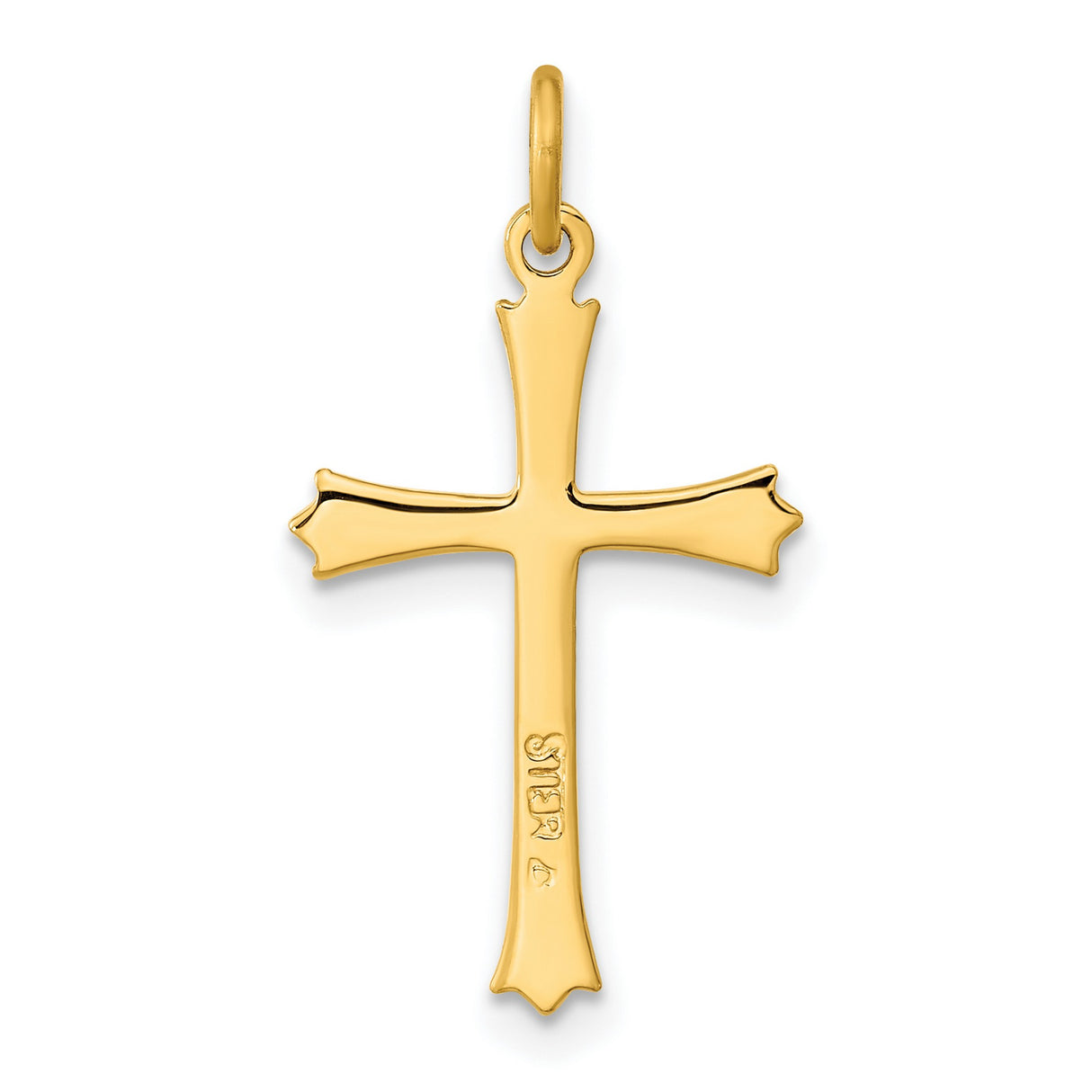 Sterling Silver Cross Pendant with Fleur-de-Lis Design and Polished Mirror Finish