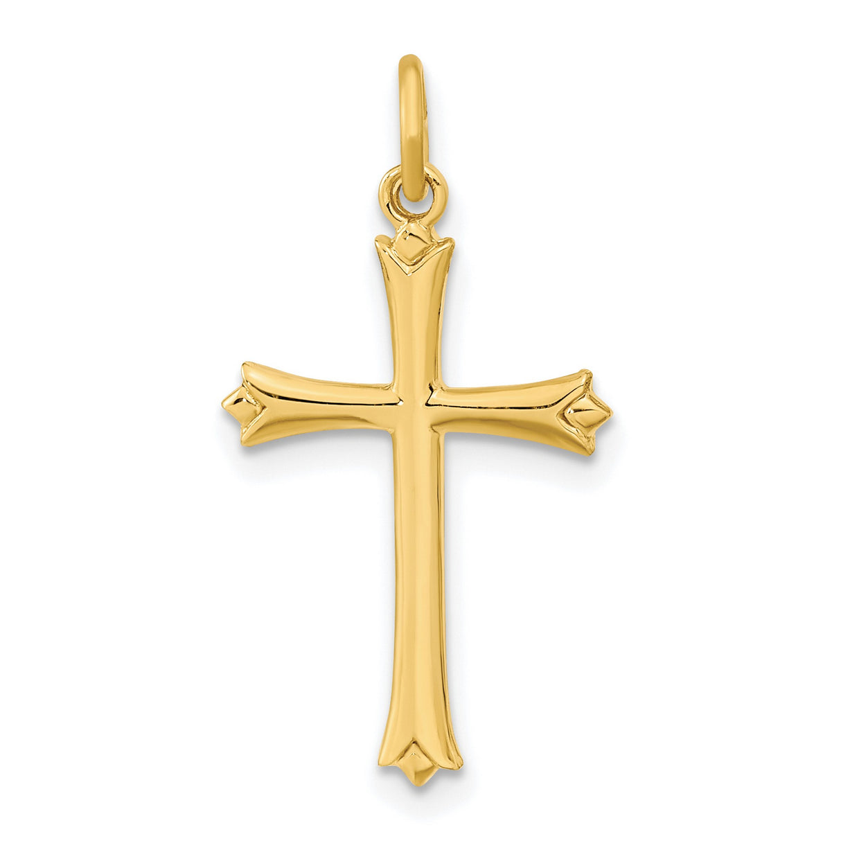 Sterling Silver Cross Pendant with Fleur-de-Lis Design and Polished Mirror Finish
