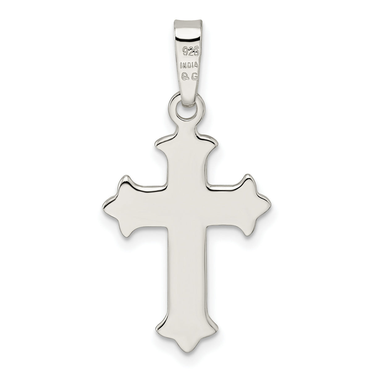 Sterling Silver Fleur de Lis Cross Pendant with High Polish Finish for Men and Women