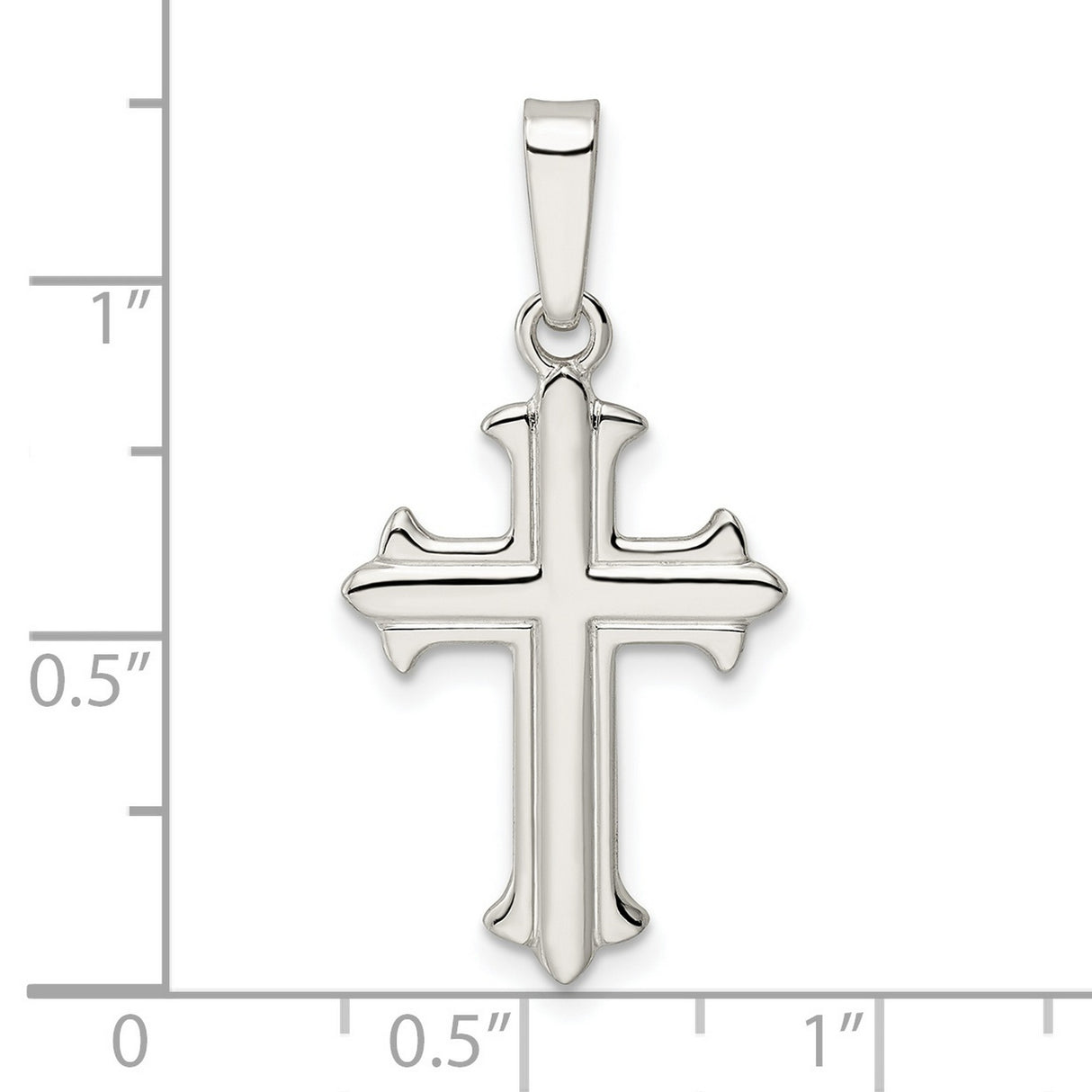 Sterling Silver Fleur de Lis Cross Pendant with High Polish Finish for Men and Women