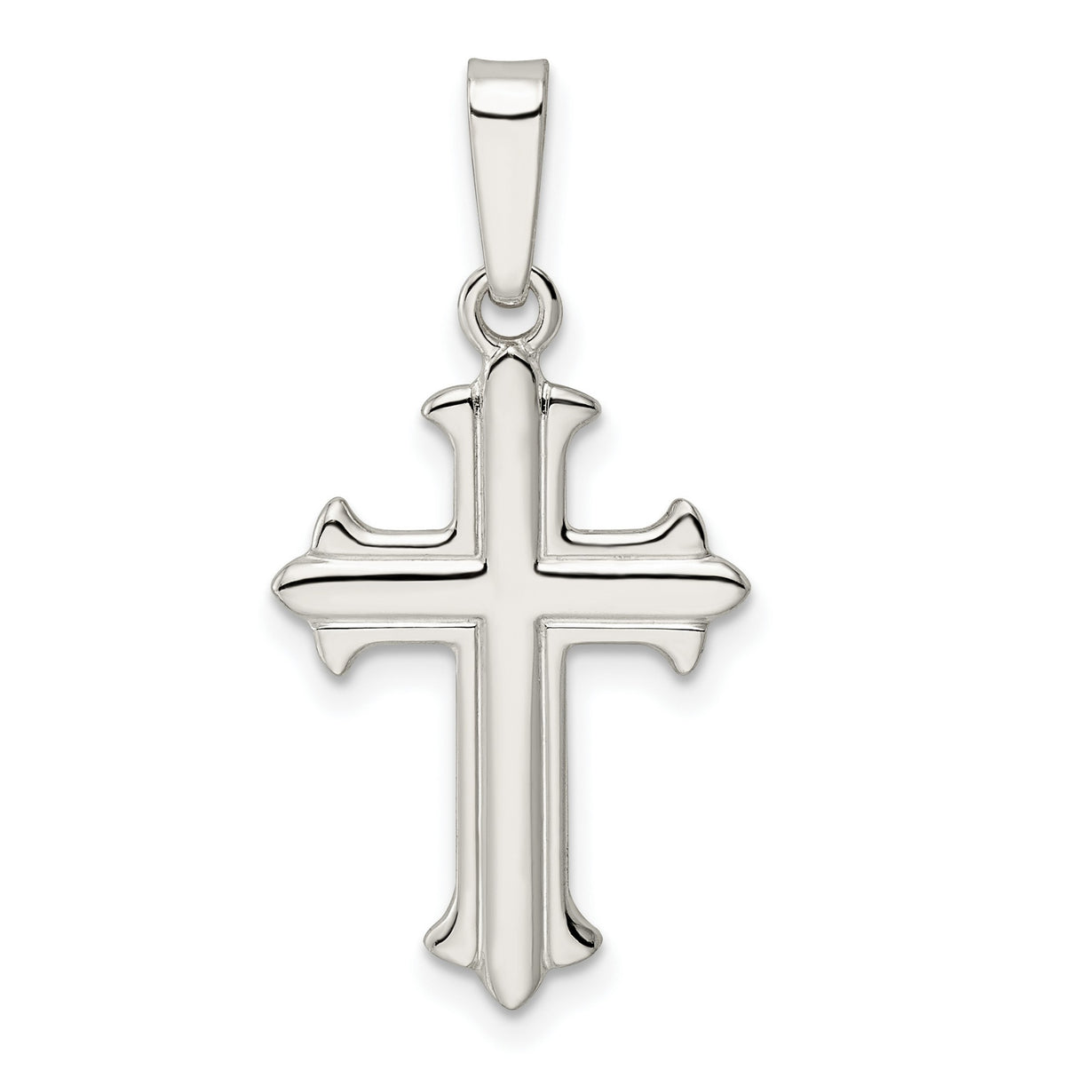 Sterling Silver Fleur de Lis Cross Pendant with High Polish Finish for Men and Women