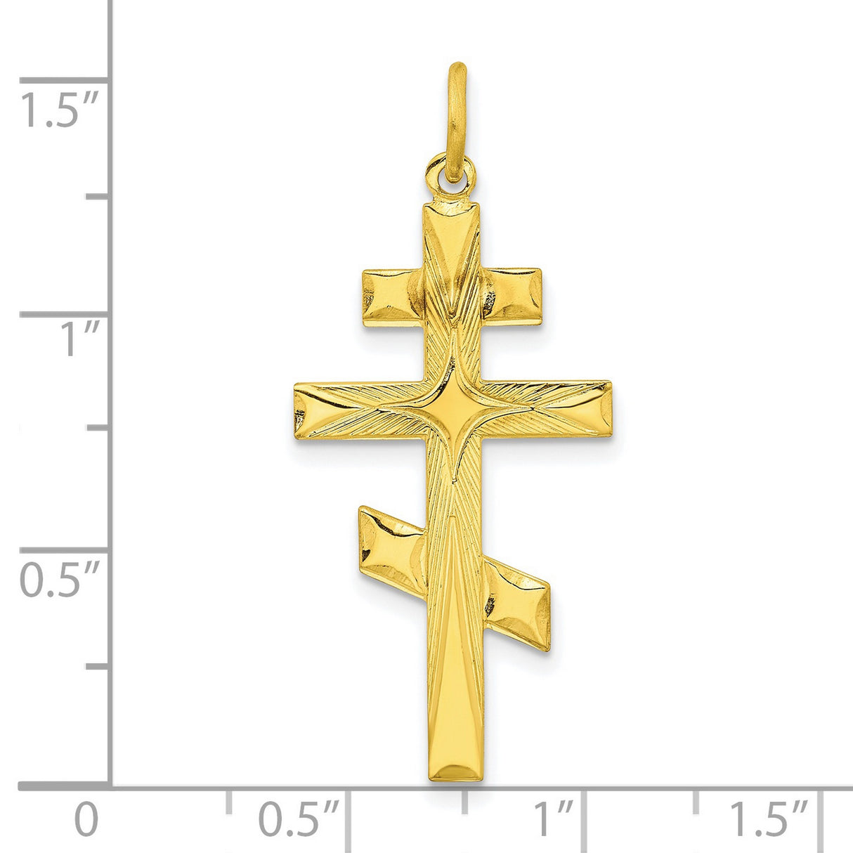 Sterling Silver Cross Pendant with Classic Orthodox Three-Bar Design and Polished Finish