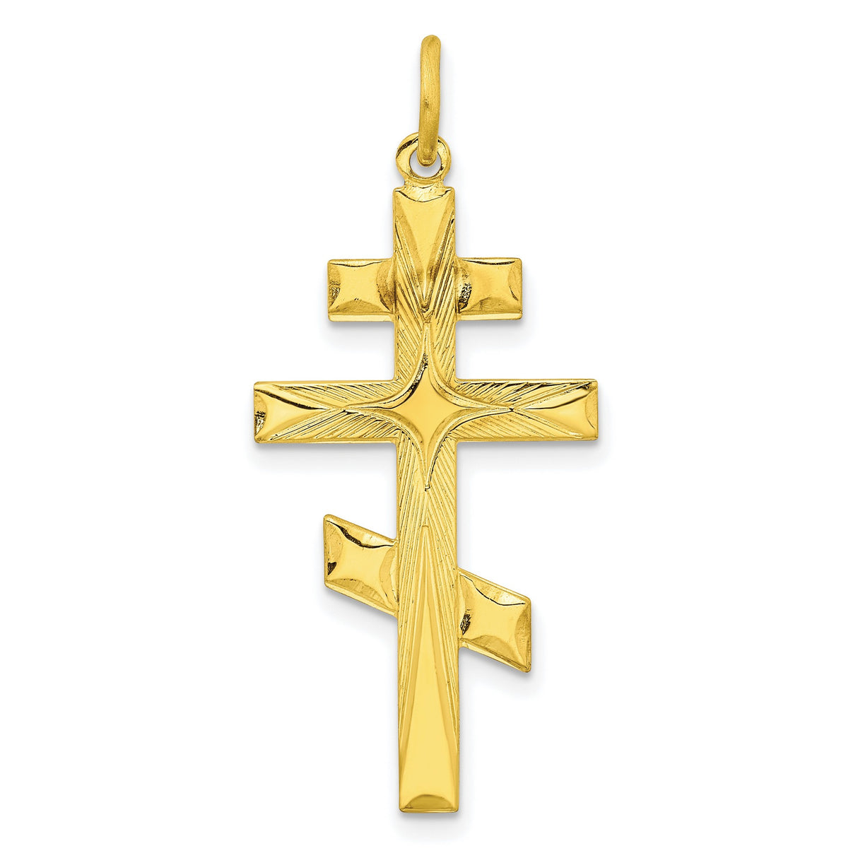 Sterling Silver Cross Pendant with Classic Orthodox Three-Bar Design and Polished Finish