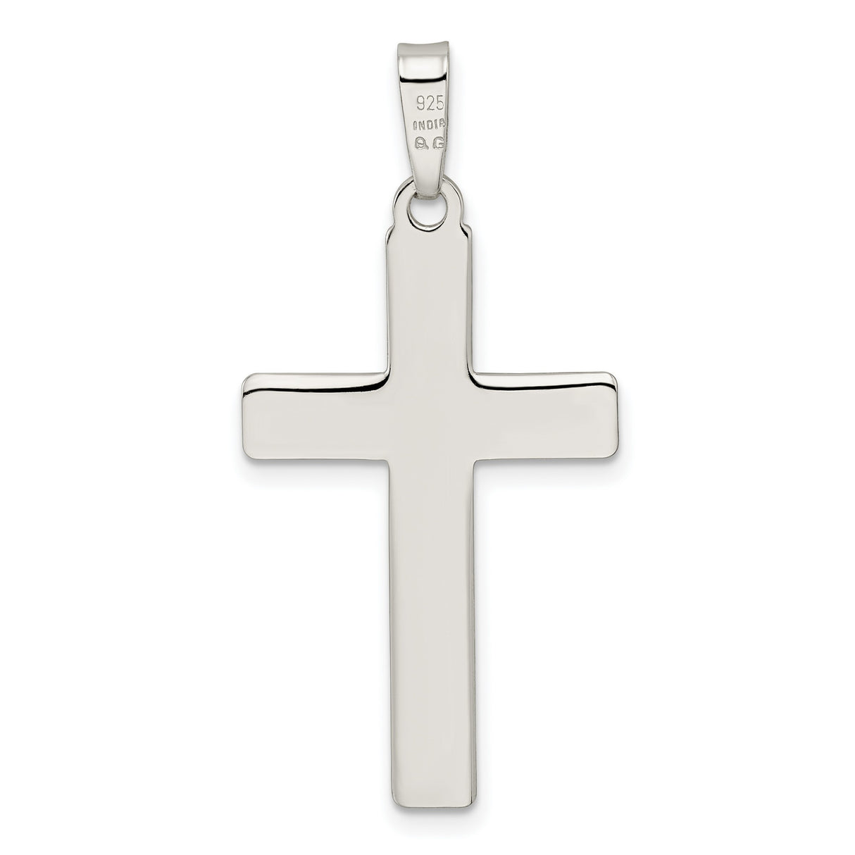 Sterling Silver Latin Cross Pendant with Diamond Cut Design and High Polish Finish