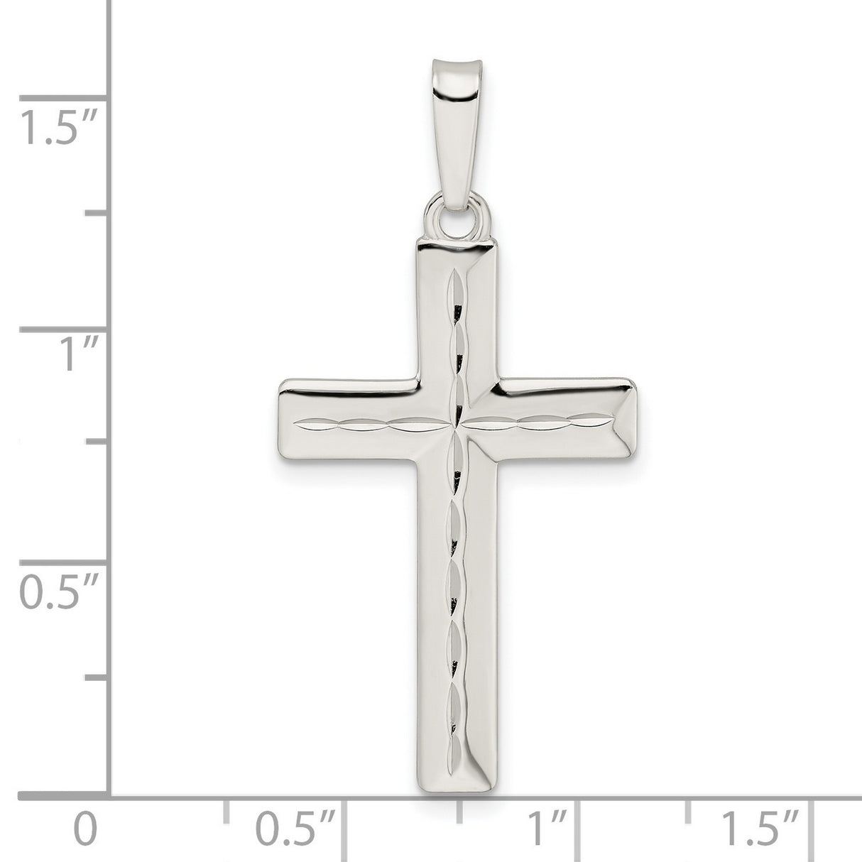 Sterling Silver Latin Cross Pendant with Diamond Cut Design and High Polish Finish