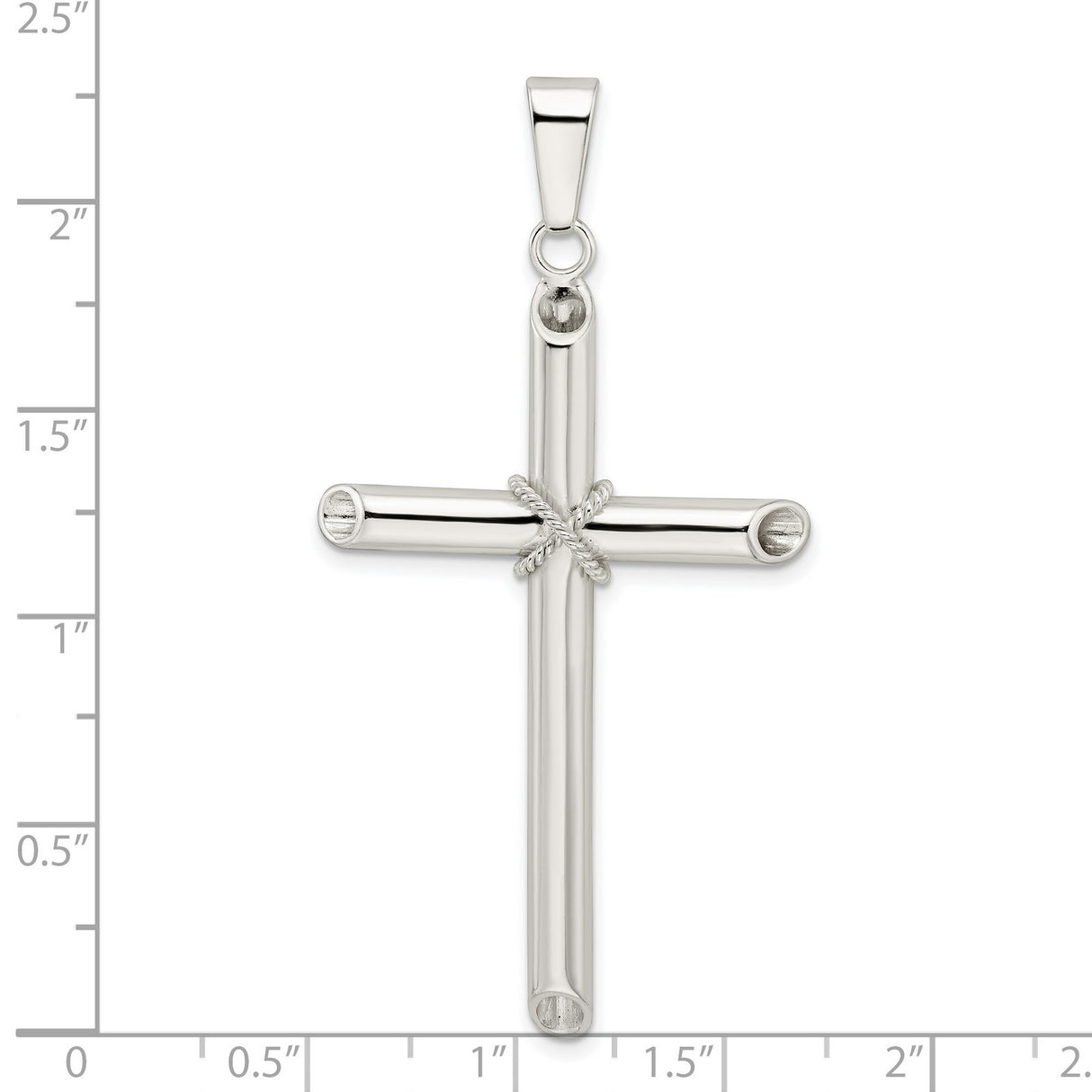 Sterling Silver Cross Pendant with Twisted Tube Center, Modern Unisex Faith Jewelry