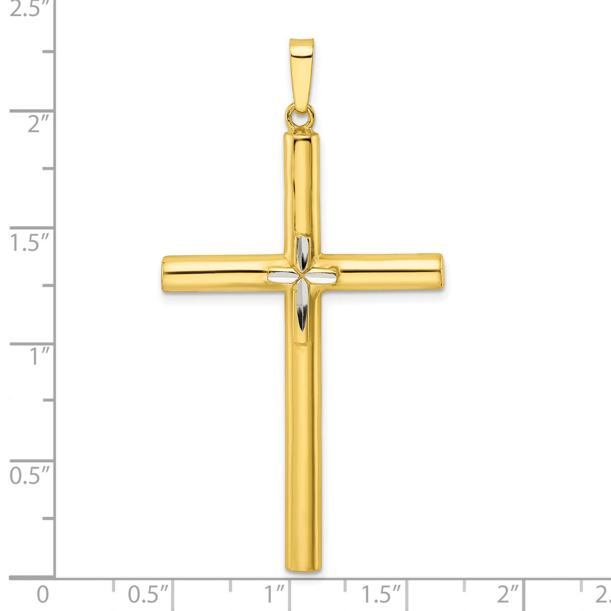 Sterling Silver Cross Pendant, Hollow Tube Arm Design with Polished Finish, Religious Jewelry