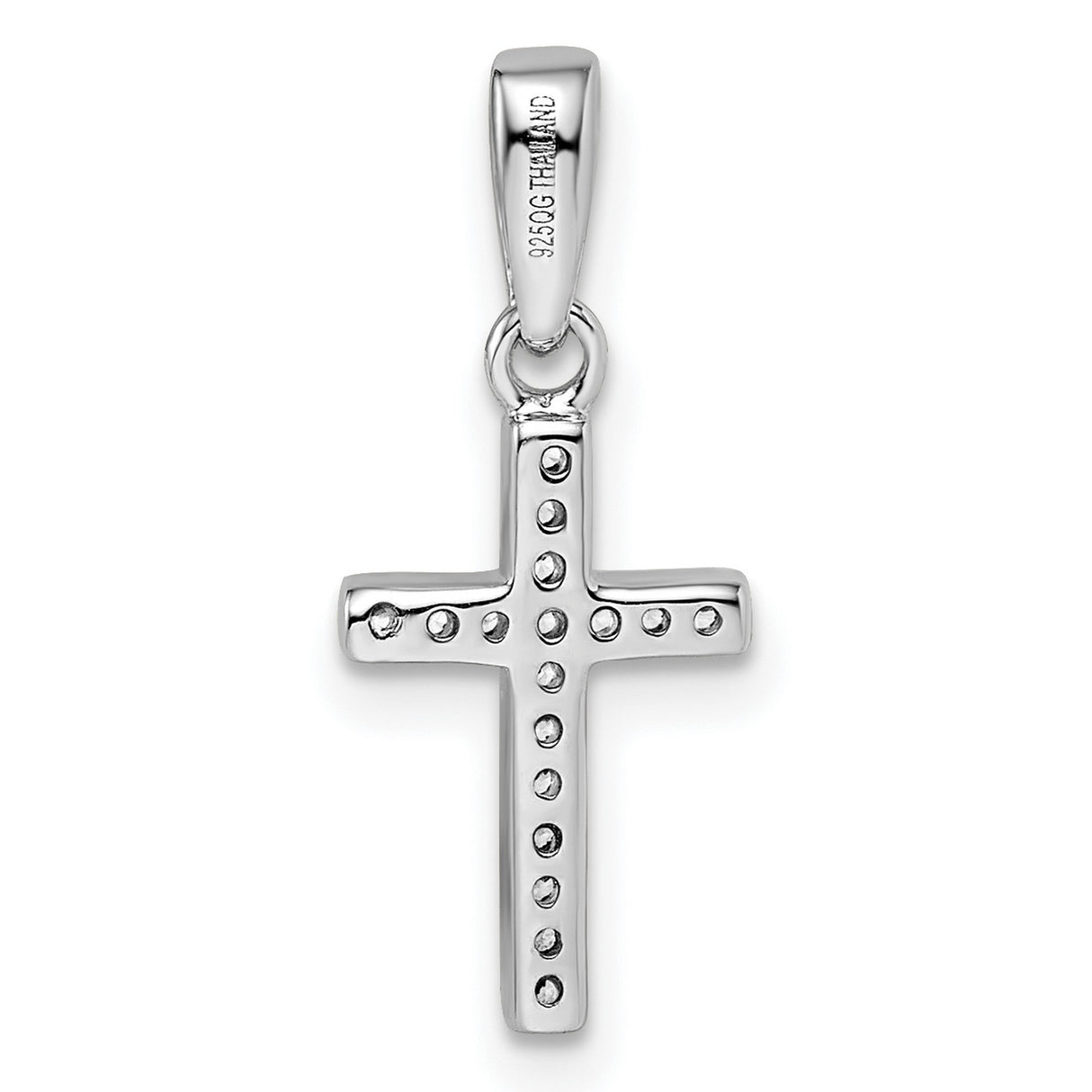 Sterling Silver Cross Pendant with Cubic Zirconia, Pave Setting, Religious Charm for Men and Women