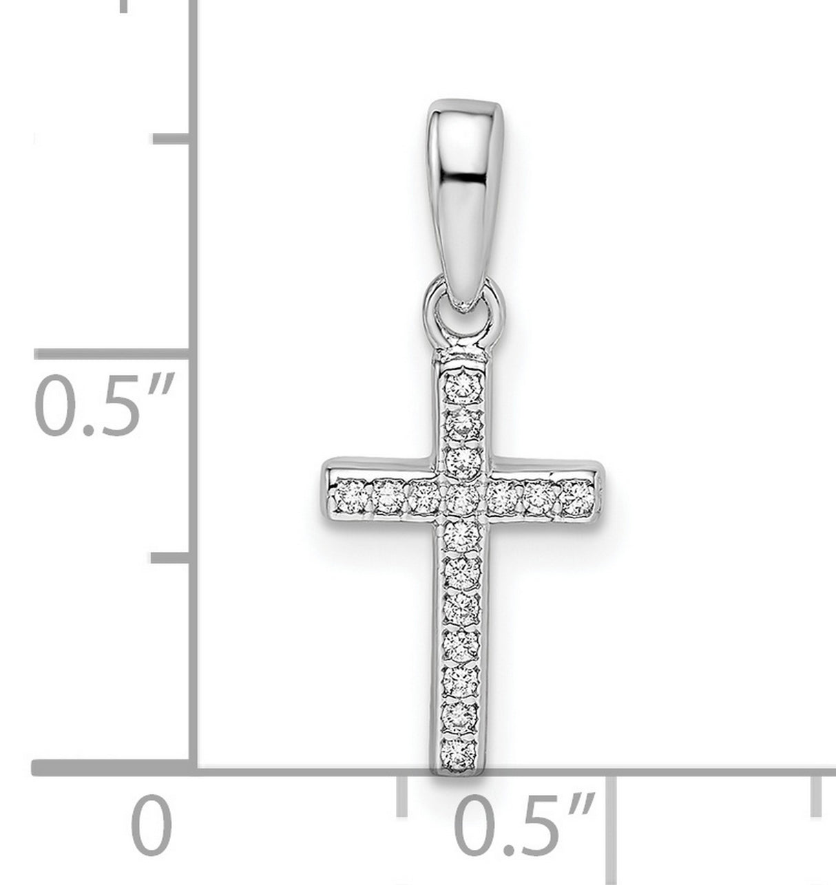 Sterling Silver Cross Pendant with Cubic Zirconia, Pave Setting, Religious Charm for Men and Women