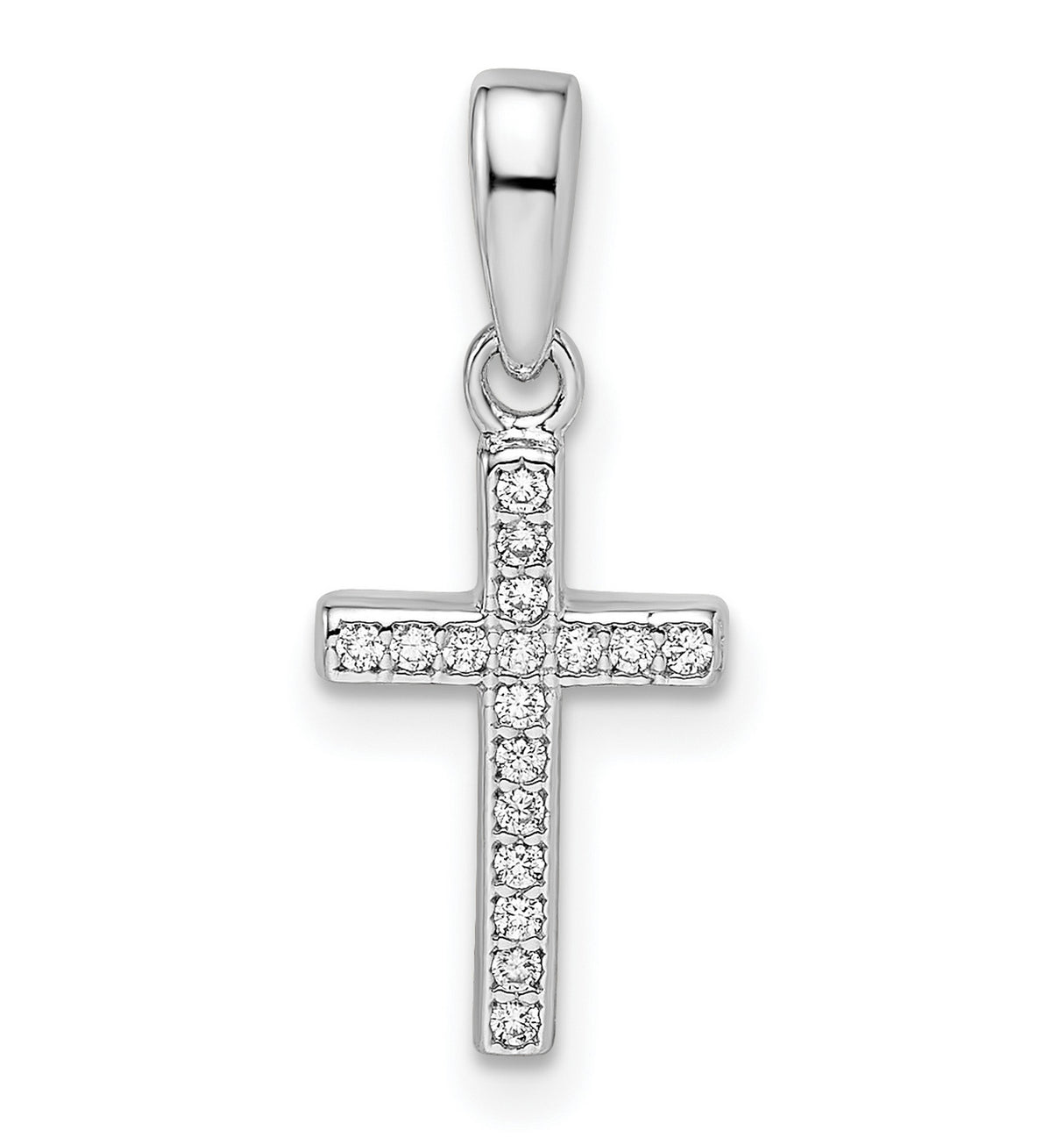 Sterling Silver Cross Pendant with Cubic Zirconia, Pave Setting, Religious Charm for Men and Women
