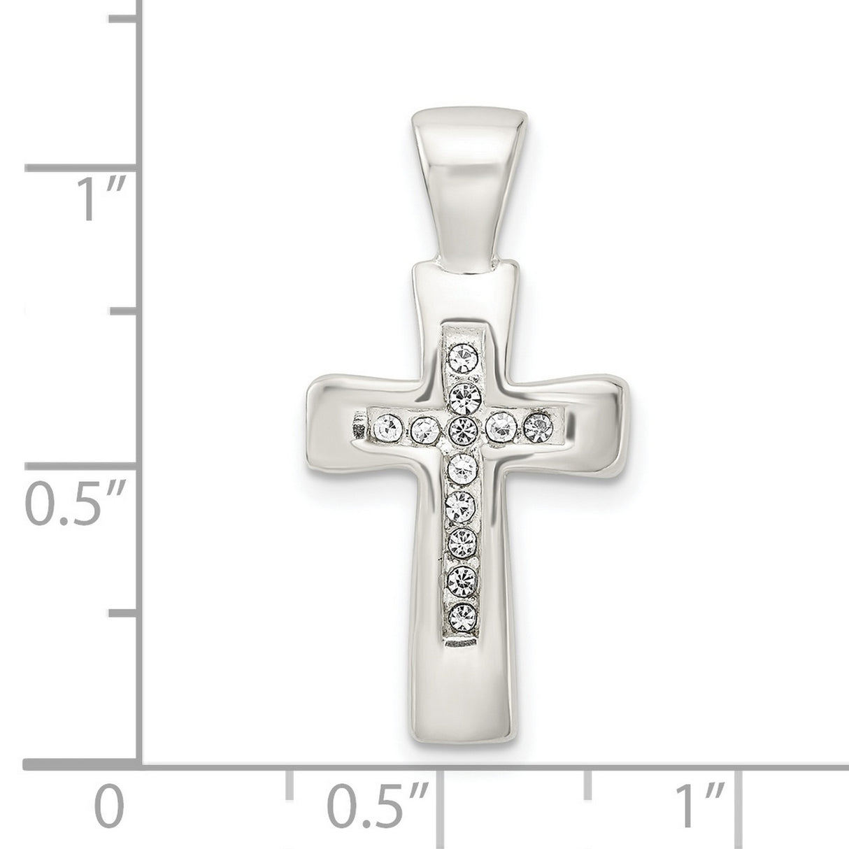Sterling Silver Cross Pendant with Crystals, Modern Faith Symbol for Men and Women