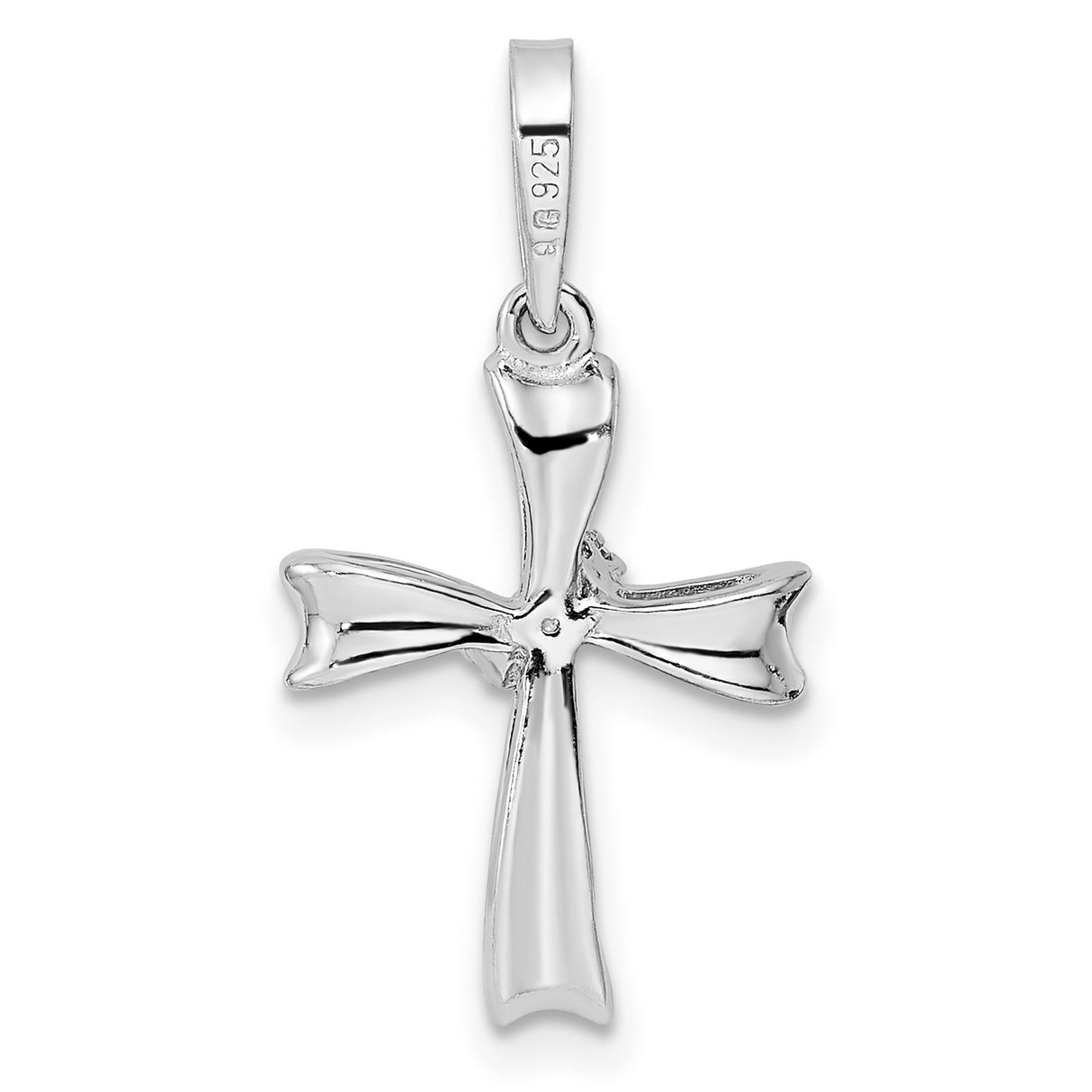 Sterling Silver Cross Pendant with Cubic Zirconia Accents, Sleek Modern Faith Jewelry