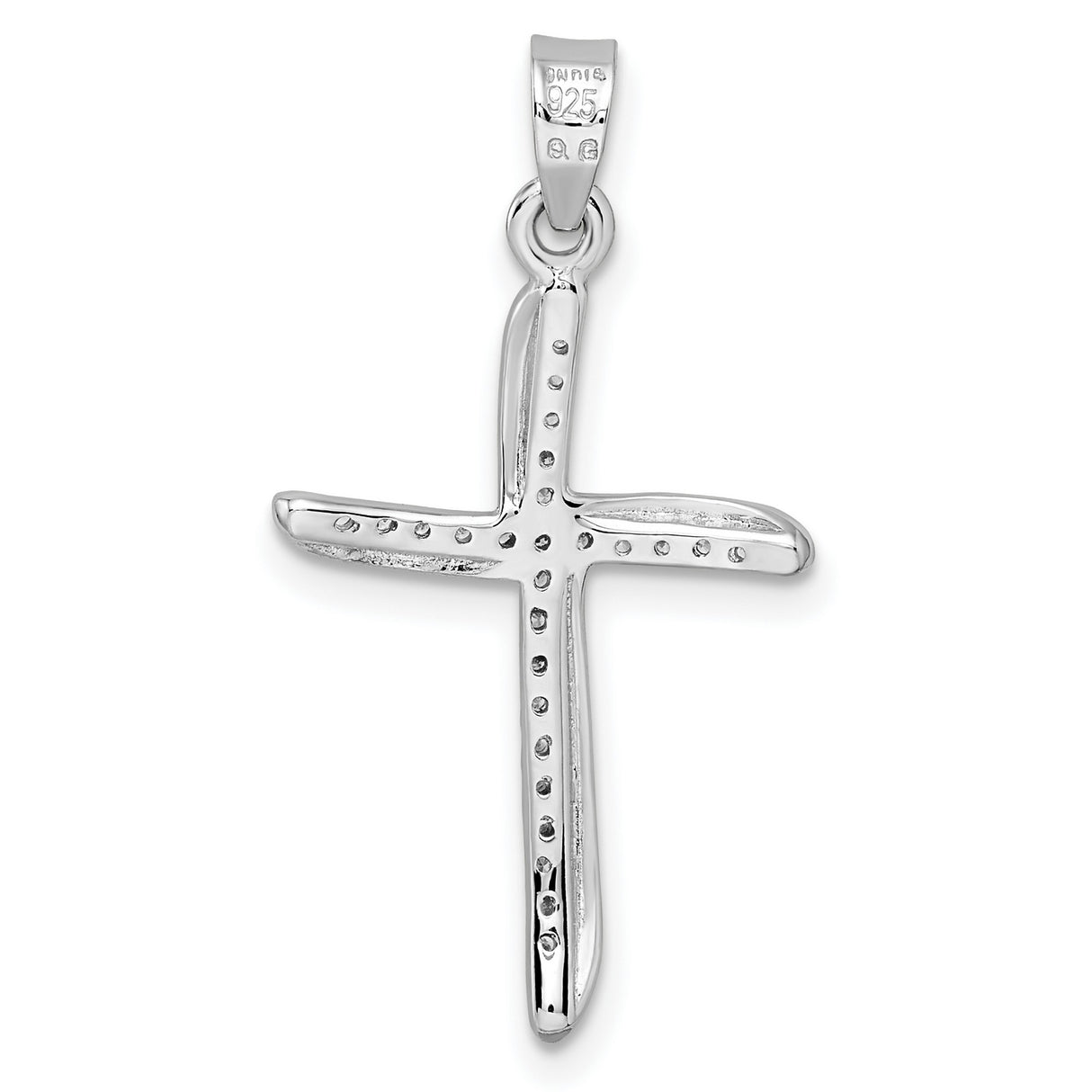 Sterling Silver Cross Pendant with Cubic Zirconia, Modern Spiritual Design, Unisex Jewelry