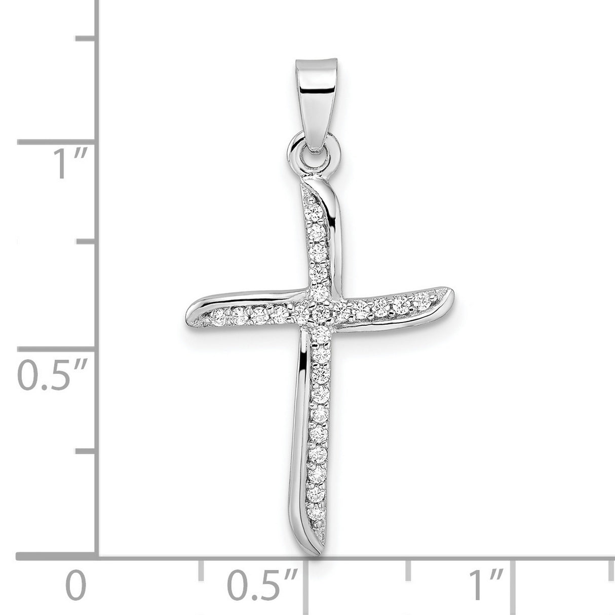 Sterling Silver Cross Pendant with Cubic Zirconia, Modern Spiritual Design, Unisex Jewelry