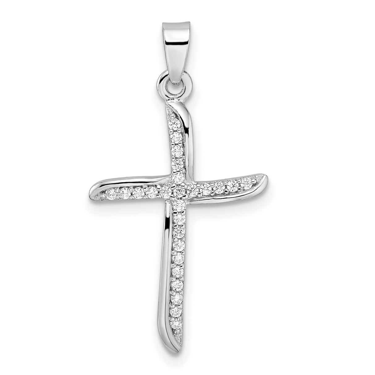 Sterling Silver Cross Pendant with Cubic Zirconia, Modern Spiritual Design, Unisex Jewelry