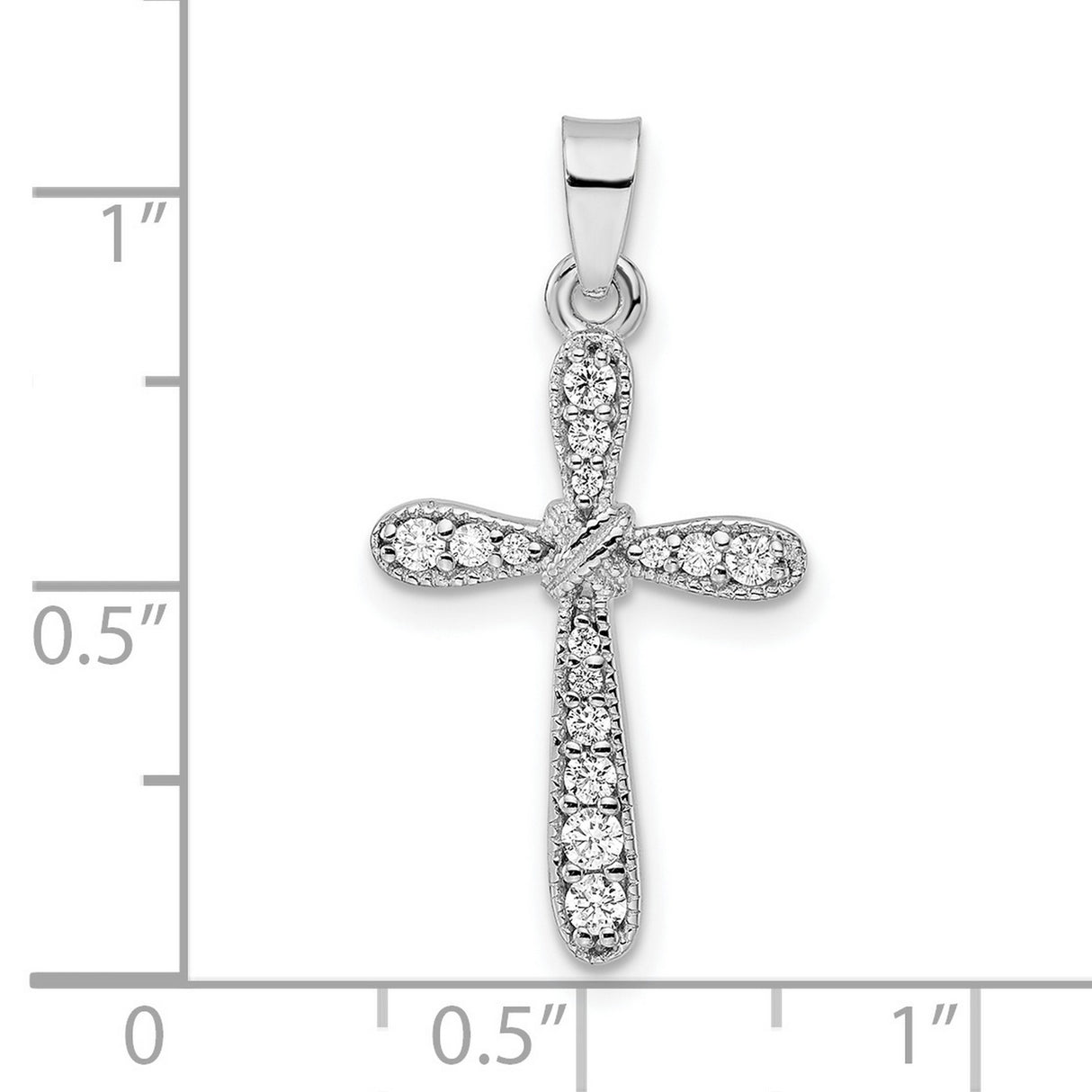 Sterling Silver Cross Pendant with Cubic Zirconia and Rope Detail, Modern Faith Design