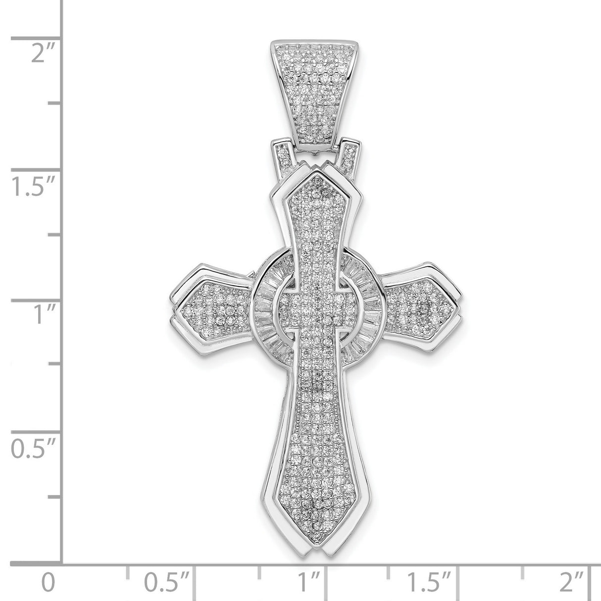 Sterling Silver Cross Pendant with Cubic Zirconia, Beveled Halo Design, Modern Religious Jewelry