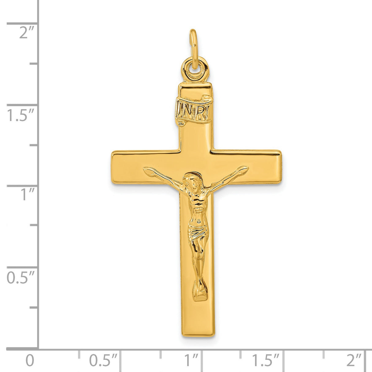 Sterling Silver Crucifix Pendant with Raised Jesus Figure and Gold Plated INRI Detail