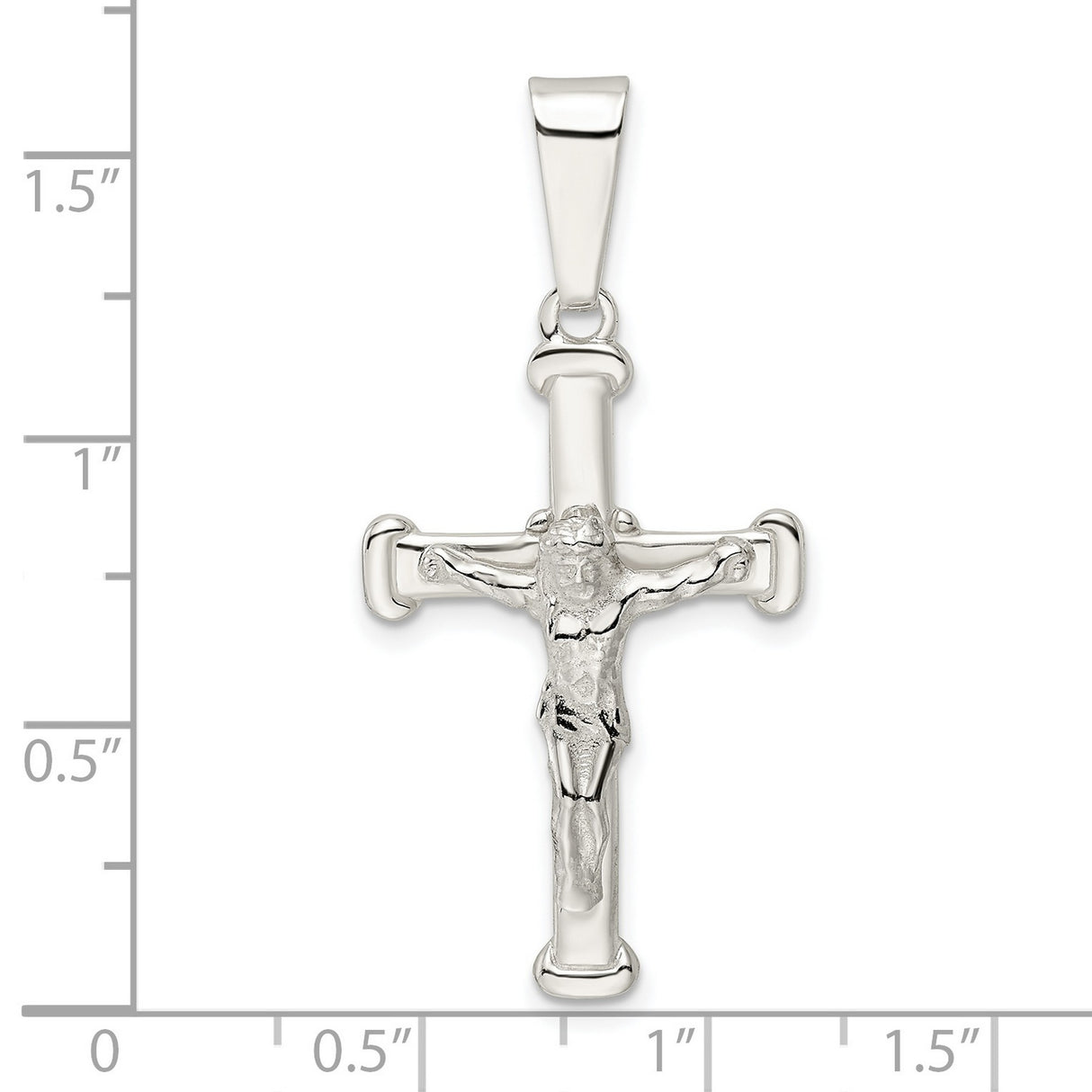 Sterling Silver Crucifix Pendant with Dimensional Cross and Jesus Figure Symbolizing Faith
