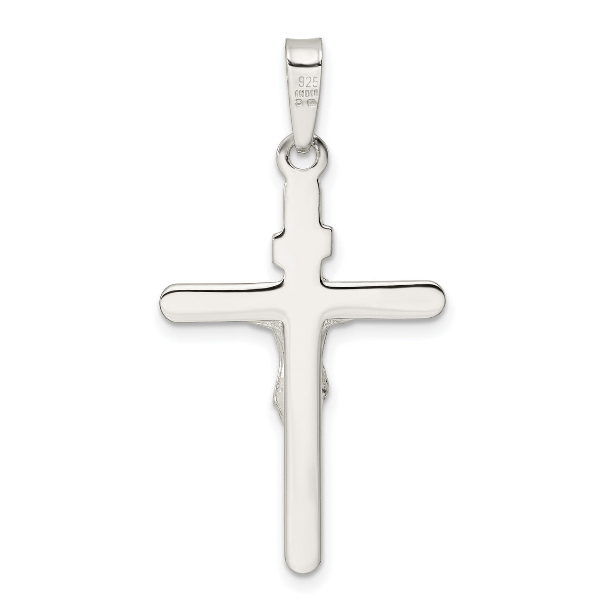 Sterling Silver Crucifix Cross Pendant with Jesus Design, Latin Cross Christian Charm