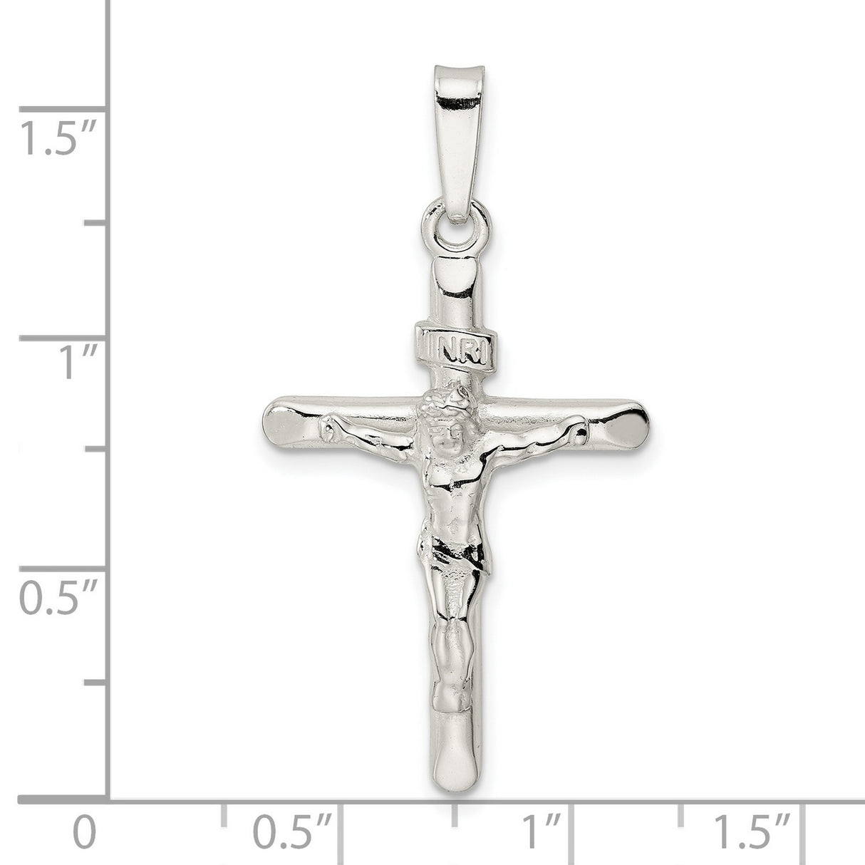 Sterling Silver Crucifix Cross Pendant with Jesus Design, Latin Cross Christian Charm