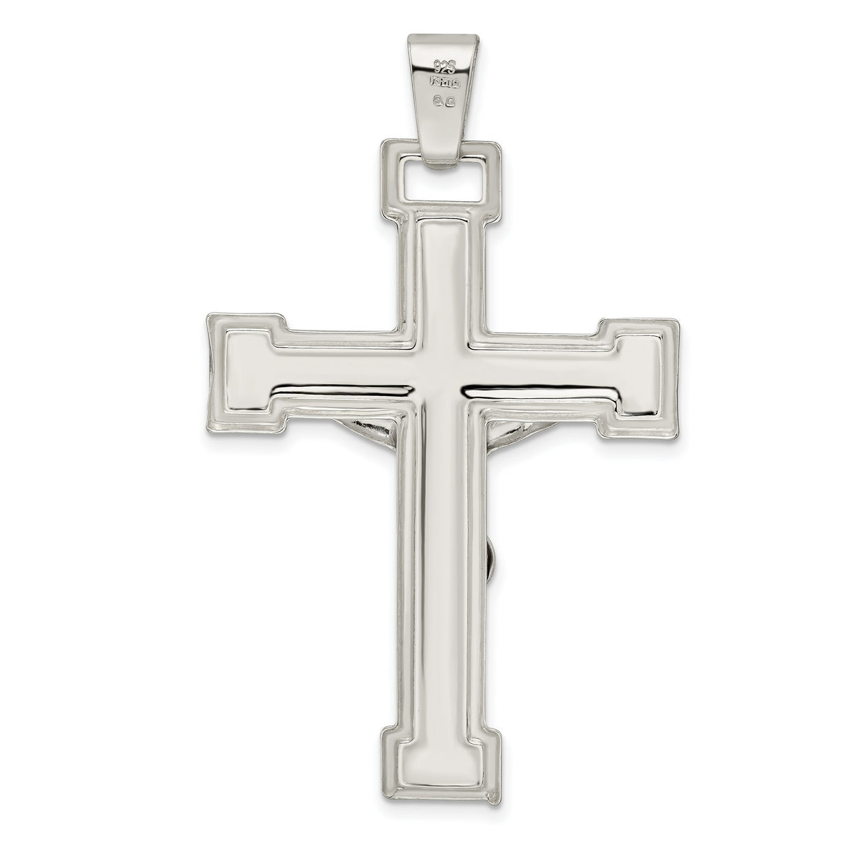 Sterling Silver Crucifix Pendant with Detailed Jesus Figure, Catholic Religious Jewelry