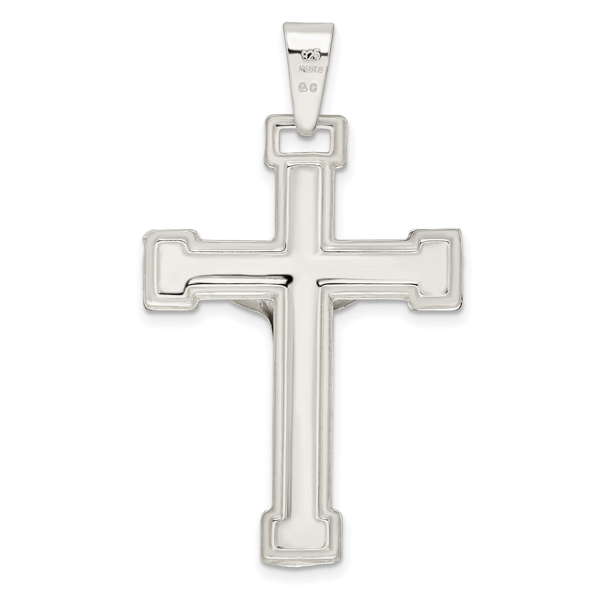 Sterling Silver Crucifix Pendant with Mirror Finish, Religious Cross Design for Men and Women