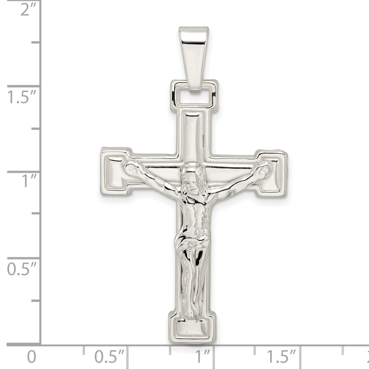 Sterling Silver Crucifix Pendant with Mirror Finish, Religious Cross Design for Men and Women