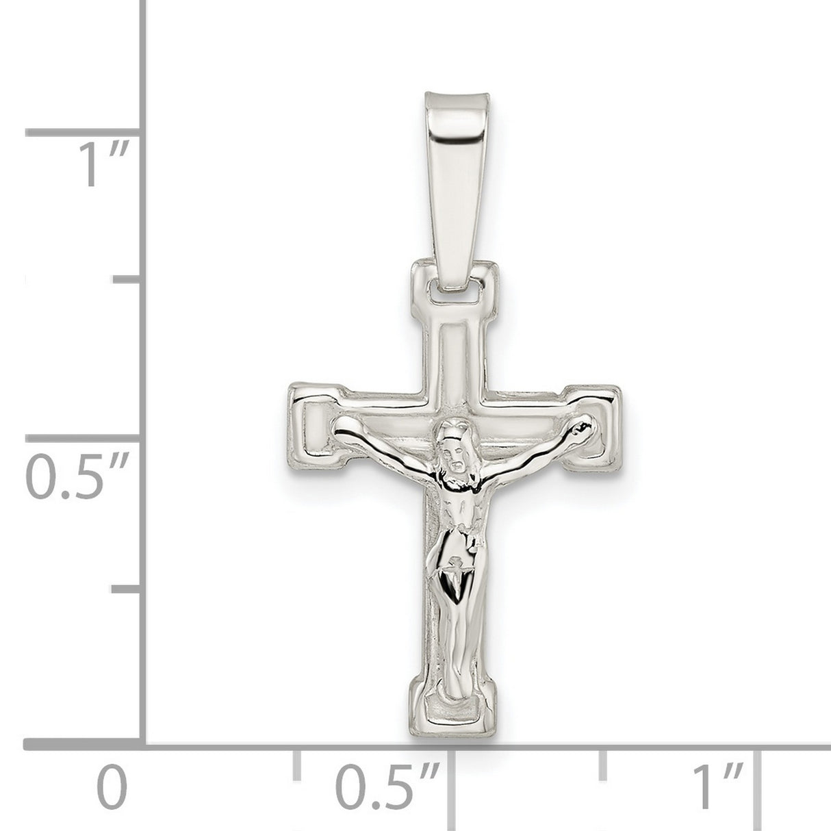 Sterling Silver Crucifix Pendant with Raised Christ Detail, Classic Christian Cross Jewelry