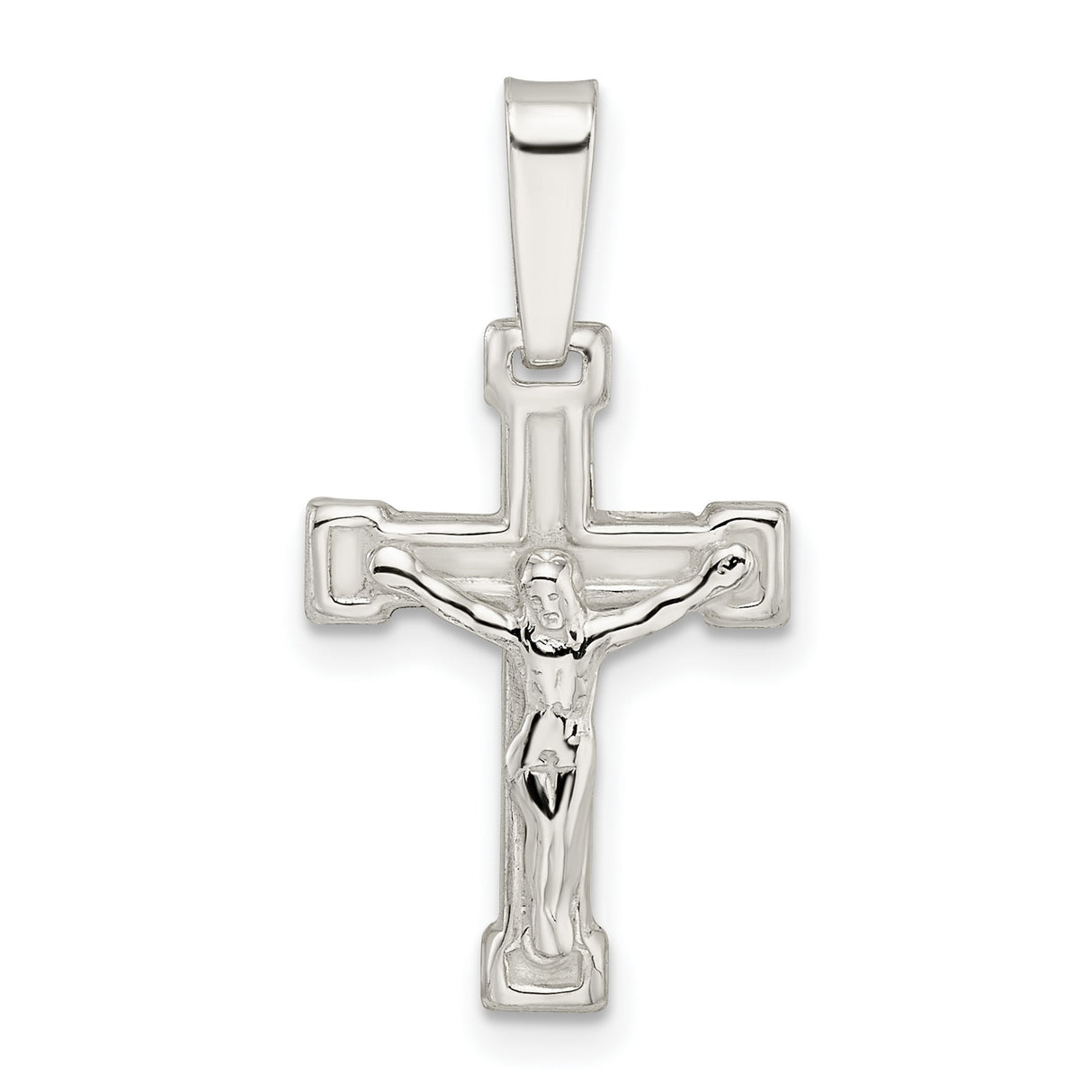 Sterling Silver Crucifix Pendant with Raised Christ Detail, Classic Christian Cross Jewelry