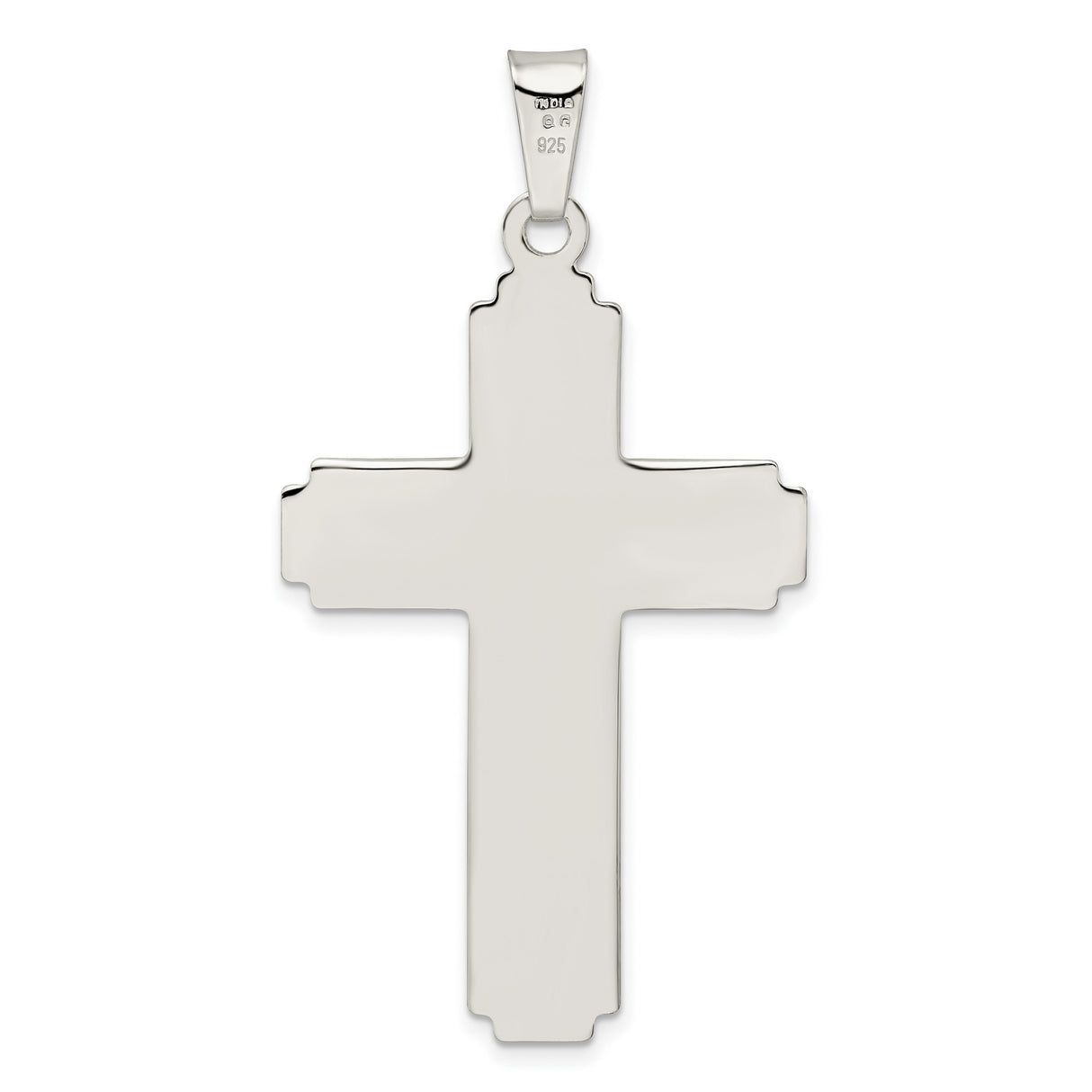 Sterling Silver Crucifix Pendant with High Relief Jesus Figure and Polished Cross Design