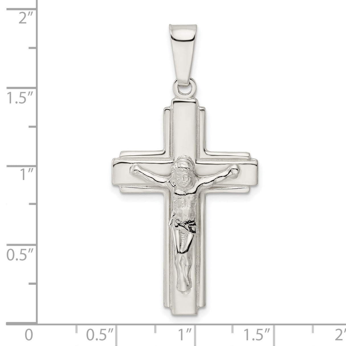 Sterling Silver Crucifix Cross Pendant with Jesus Figure, Christian Symbolic Design